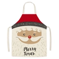 Dettaglio del grembiule natalizio in lino con stampa Babbo Natale e scritta Merry Xmas - Natale 15 (Bambino)