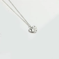 Silver heart pendant necklace with irregular lava texture and delicate O-chain - Pitted Heart (Silver)