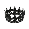 Baroque style circular wedding crown in matte black finish with teardrop faux gemstones - Black + Black Drop