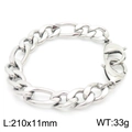 Bracelet Figaro pour hommes en acier inoxydable argenté avec fermoir mousqueton, 11 mm - Style Figaro Argenté (KB162567-Z)
