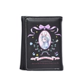 Cute black trifold wallet featuring anime rabbit girl illustration and pink bow detail - Black Lolita Rabbit