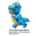 Ballon dinosaure 3D en aluminium bleu T-Rex pour décoration de fête d'anniversaire - Dinosaure Bleu Mignon 3D (HY#18CKT)