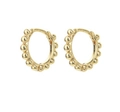 Golden hoop earrings with textured bubble design and polished finish for women - Gear Style 2-Gold