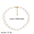 Baroque pearl necklace with gold beads, adjustable length 400mm+65mm, weight 14.2g - Irregular Pearl Necklace (TN3624)