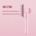 Pink self-cleaning pet grooming brush with one-click hair removal for cats and dogs - One-key Cleaning / Pink