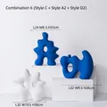 Modern abstract ceramic sculptures set in Klein blue and white for home decor - Artificial Rockery Ornament Set 6