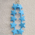 Cute blue star-shaped silicone keychain with multiple beads and metal clasp for bags - Cornflower Blue (10 Stars)