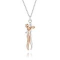 Two-tone hug necklace pendant in rose gold and silver finish with elegant studio reflection - Small (2.6cm) / Silver+Rose Gold