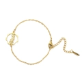 Golden stainless steel birth flower bracelet with a round hollow pendant and lobster clasp - Hawthorn / Gold