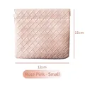Kleine gewebte PU-Ledertasche in Rosérosa mit Federverschluss, 12 cm breit und 11 cm hoch - Lippenstifttasche Klein / Rosenrosa