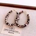 Vintage leopard print hoop earrings with gold posts on a rustic linen background - 72# Silver Earring Post - Water Drop - Leopard Fabric Wrapped Hoop Small