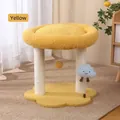 Yellow flower-themed cat tree with sisal scratching posts and plush round bed - Cloud Cat Tree / Yellow