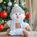 Knitted snowman plush doll with gold hat and scarf for Christmas home decor - Large Sitting Boy Baby Snowman