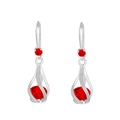 Eleganti orecchini a goccia in argento con cristalli di zircone rosso sfaccettati - Rosso