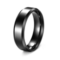 Classic 6mm black stainless steel ring with polished finish and beveled edge design - US 6 / 6mm / Black