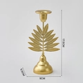 Golden metal palm leaf candle holder for romantic table decor in light luxury style - Wheat / Gold
