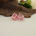 Pink resin square pendants with gold-plated edges for DIY jewelry making - Peach Pink