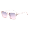 Chic square sunglasses featuring transparent pink frames and gradient purple-pink lenses - Transparent Pink Frame Gradient Gray Lens