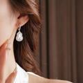 Élégantes boucles d'oreilles Wulu en argent avec diamants et nacre blanche incrustée - 135# Aiguille en Argent-Argent (Wulu Gourde Nacre)