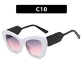 Cat eye glasses in white and black contrast frame with purple orange gradient lenses - Solid White Grey Pink Lens