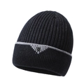Berretto invernale da uomo blu navy in maglia con strisce grigie e fodera in pile - Taglia unica / Grigio Melange