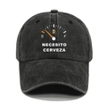 Casquette de baseball en coton noir délavé avec imprimé graphique créatif de jauge à bière - M (56-58cm) / Noir