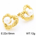 Golden heart pearl earrings with twisted rope design and size details for women - 22x19mm / Style C Gold