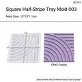 Square striped silicone tray mold for resin DIY, 13x13cm modern craft coaster tool - Square Half Stripe