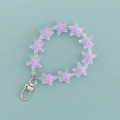 Purple translucent star bead keychain with silver lobster clasp on a light cyan background - Purple Frosted Star Style (B344-6)