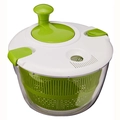 Centrifugadora de ensalada manual de plástico verde y blanco para secar verduras - Embalaje en caja de color