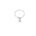Silver stainless steel heart bracelet featuring a paperclip chain and OT toggle clasp - Bracelet / Silver