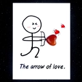 Red heart-shaped crystal agate stone on Arrow of Love healing card with black background - Red Agate