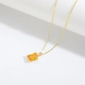 Elegante collana dorata con pendente rettangolare di pietra preziosa gialla - Zirconia Gialla