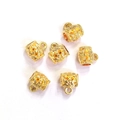 Set of 6 hollow carved 18K gold-plated spacer beads with hanging loops for DIY jewelry - 14k Gold Color Preserved