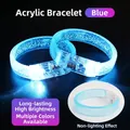 Blue LED acrylic bracelet featuring a glowing effect and sparkling bubble texture - Large Wide Bracelet / Blue
