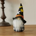 Halloween wizard gnome plush with black star hat and orange belt on wooden table - Beard Style A