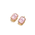 Pink rectangular crystal pendant with faceted octagon cut and stainless steel setting - 12x18mm / Light Pink Rounded Rectangle Gemstone