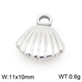 Silver stainless steel seashell charm with realistic shell texture for DIY beach jewelry - Silver Shell (KLJ9980-Z)