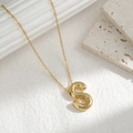 Chubby 26 initial necklace with a shiny golden 3D puffed capital letter S pendant - Letter S