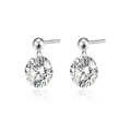 Elegant 925 sterling silver drop earrings featuring brilliant round moissanite stones - E13910 Stud Single Stone With GRA Certificate