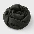 Deep gray cotton linen scarf for women with elegant knit texture and circular wrap - Black and Gray