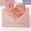 Biglietto d'auguri rosa pittura a olio cuore con testo Best Wishes e motivi floreali - Mare di fiori cremosi