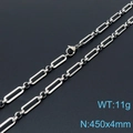 Silberne Gliederkette aus Edelstahl, Rechteck-Design, Gewicht 11g, Größe 450x4mm - 45cm / Silber