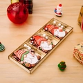 Three hand-painted wooden Christmas gnome pendants in a tray with jute twine and beads - Christmas 3-Grid Wood Box Pendants Style A