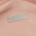 Close-up of a rectangular silver stainless steel pendant with butterfly cutout on pink silk - Steel Color (MP340-5)