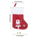 Red knit Christmas stocking with 3D Santa Claus figure, faux fur trim, and golden bells - Plush Leg Hanging Santa Stocking