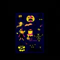 Halloween temporary tattoos with neon pumpkin and ghost designs on black background - Halloween Fluorescent WSYG-001