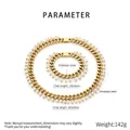 Set catena cubana da 9mm in acciaio dorato con perle inclusi collana e braccialetto - Oro (KS224988-Z)