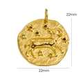 Detalle del colgante de Capricornio de 22mm en acero inoxidable 14K martillado y gemas - Aries
