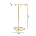 Golden jewelry stand with heart-shaped marble base and dimensions 27.5cm by 12cm - T-type Heart Desktop Style